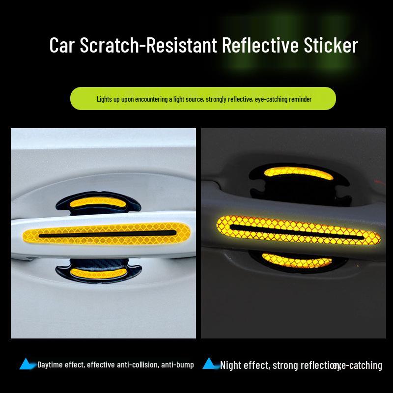 Car Door Anti-Collision Carbon Fiber Texture Reflective Protection Sticker
