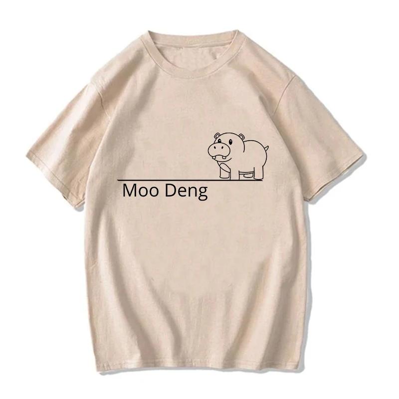 Kawaii Moo Deng Y2k T Shirt Funny Baby Hippo Tshirt Men Women Fashion Mange T-shirt Cartoon Harajuku Tee Tops Streetwear Clothes