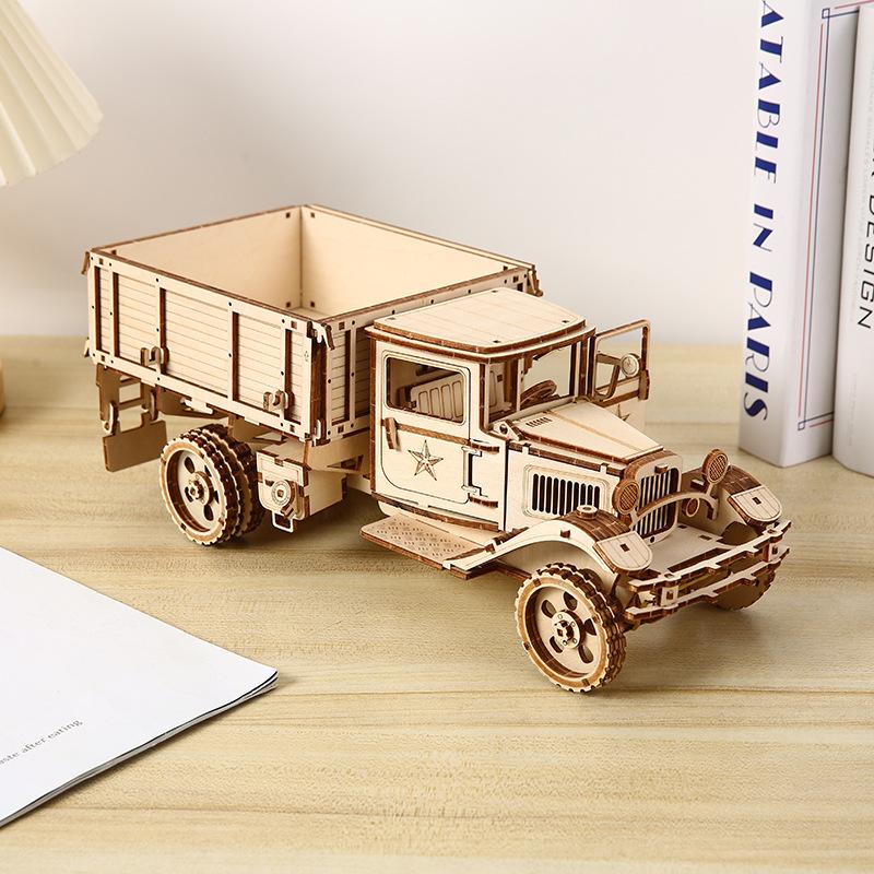 3d Children's Jigsaw Puzzle Wooden Truck Jigsaw Puzzle Toy Ornaments Children's Educational Assembly Toys Can Be Diy