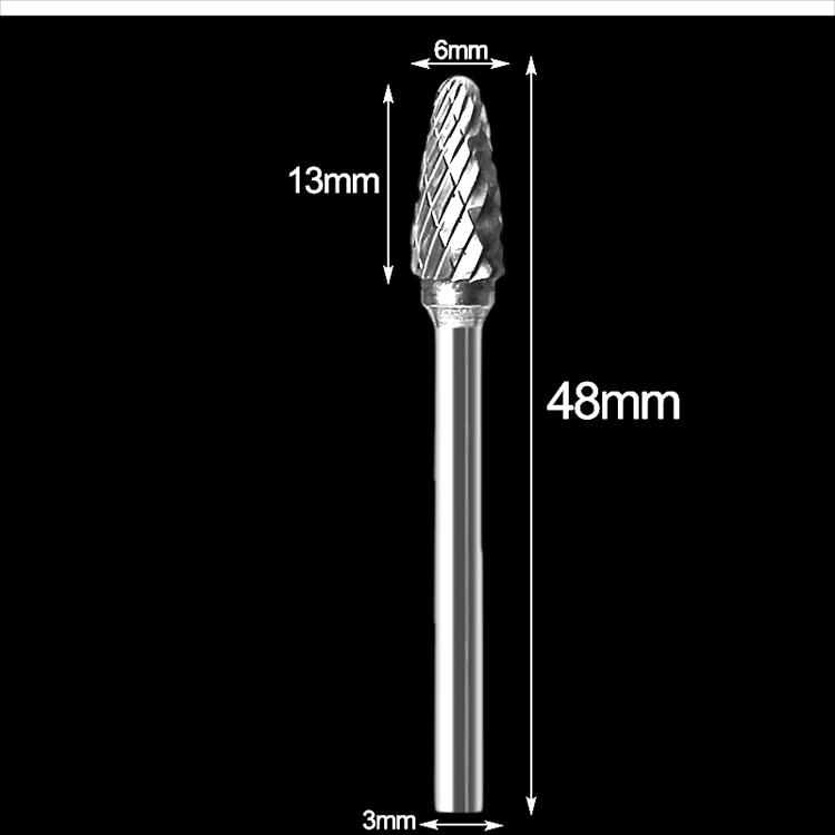 3mm Shank Drawing Tungsten Carbide Milling Cutter Rotary Tool Burr Double Diamond Cut Rotary Dremel Metal Wood Electric Grinding