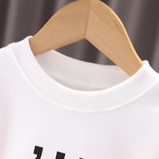 Комплект для мальчиков 0-5 лет Детская рубашка с принтом, куртка с длинными рукавами, круглый вырез, белый топ, повседневный комплект из джинсов, три предмета