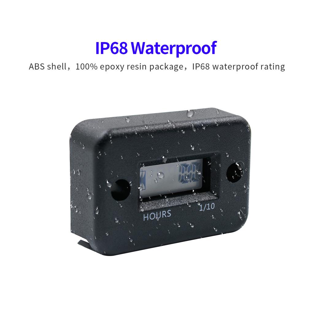 Автомобильный цифровой индуктивный счетчик моточасов, водонепроницаемый IP68 для газового двигателя, генератора, датчика температуры, газонокосилки, триммера, UTV, кустореза, мотоцикла и т. д.