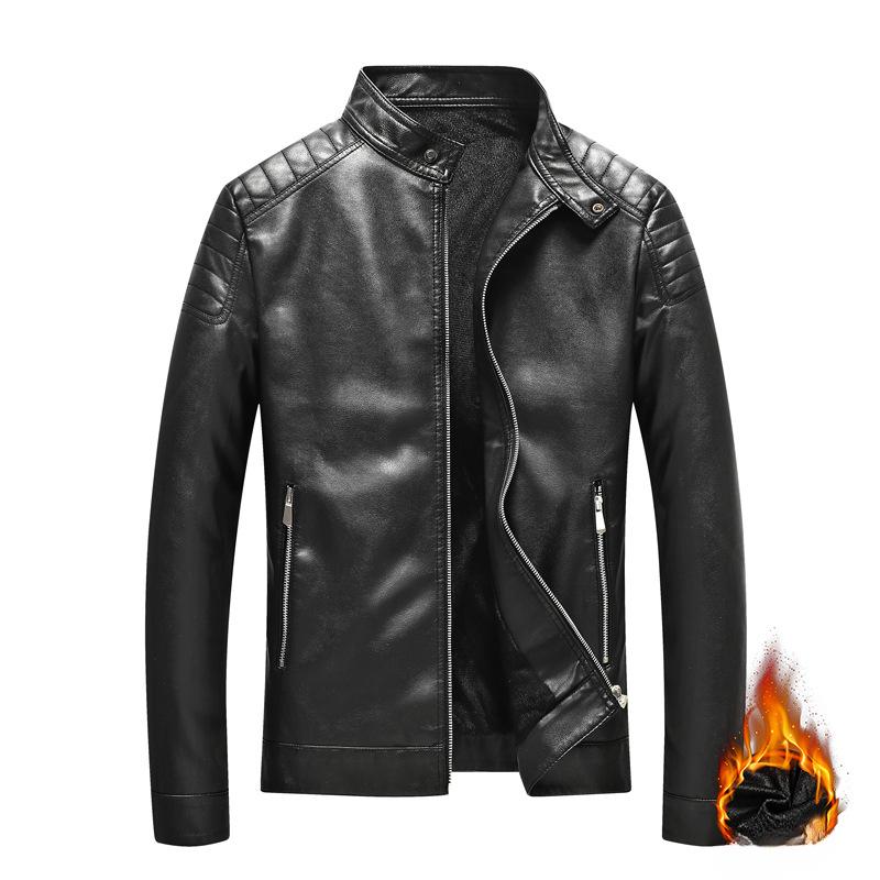 Leather Jacket Men's PU Leather Jacket Autumn and Winter Korean Version Trendy Stand-up Collar Locomotive Clothing Tooling Jacket