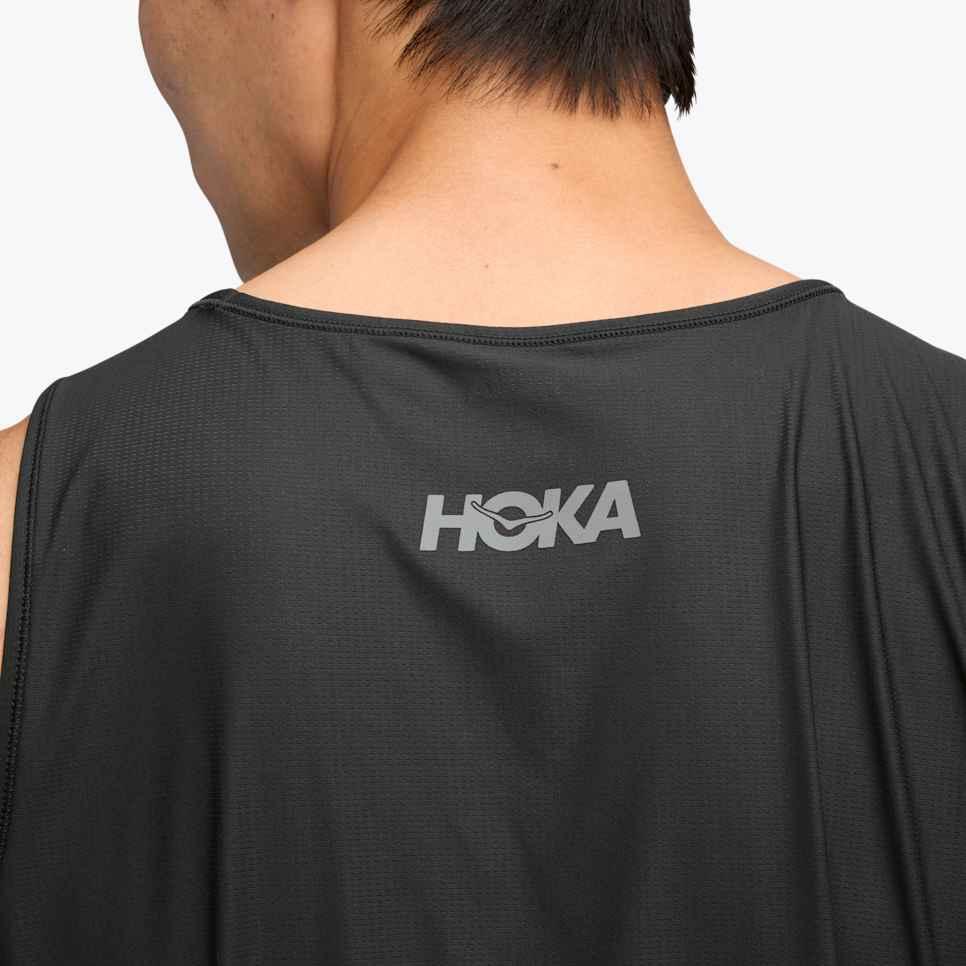 HOKA One One Майки мужские Черные С круглым вырезом Умеренные Другие 1175770-BLK