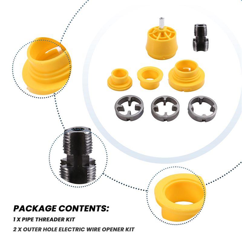 AEE4-PVC Thread Maker Tool Pipe Threader Plumbing Tool Kit Pipe Threader Set 1/2In 3/4In 1In Dies Plastic Pipe Tap Die Set