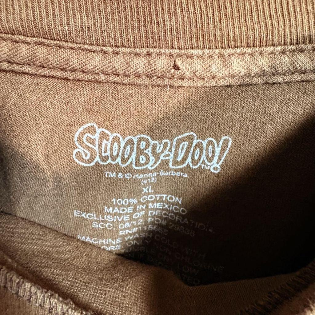 [Б/У] Винтажная мужская футболка с аниме Scooby-Doo, хлопок, коричневая, с круглым вырезом