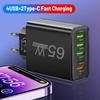 Двойное зарядное устройство Type-C PD + 4 порта USB для путешествий - быстрая зарядка 3,1 А