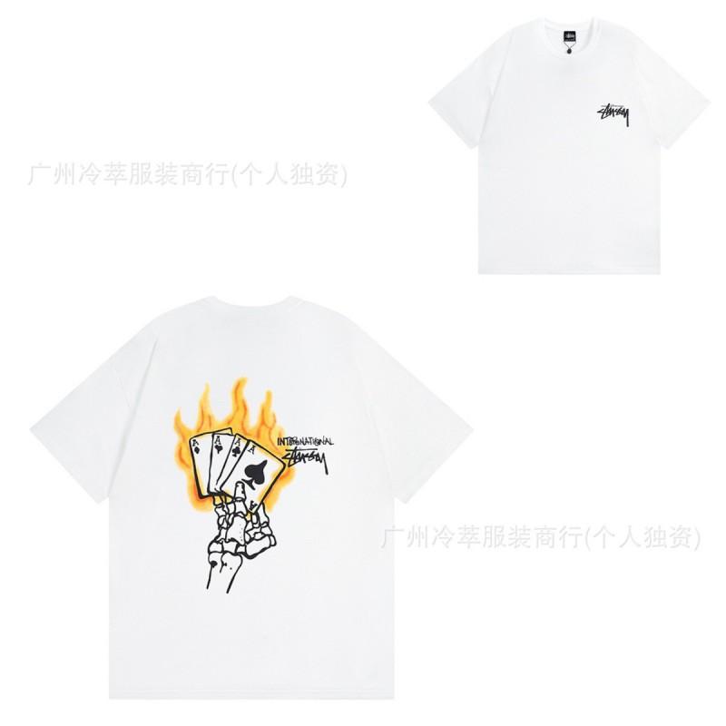STU American Vintage Graphic T-Shirt Couples White Collection Short Sleeve Men Women Casual