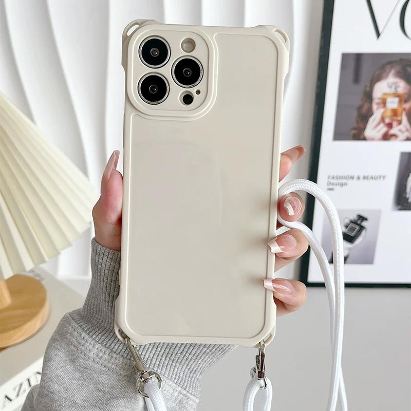Ударопрочный силиконовый чехол для телефона со съемным ремешком для OPPO A98 5G A78 A57 A5 Pro 5G и других моделей, разноцветный бампер