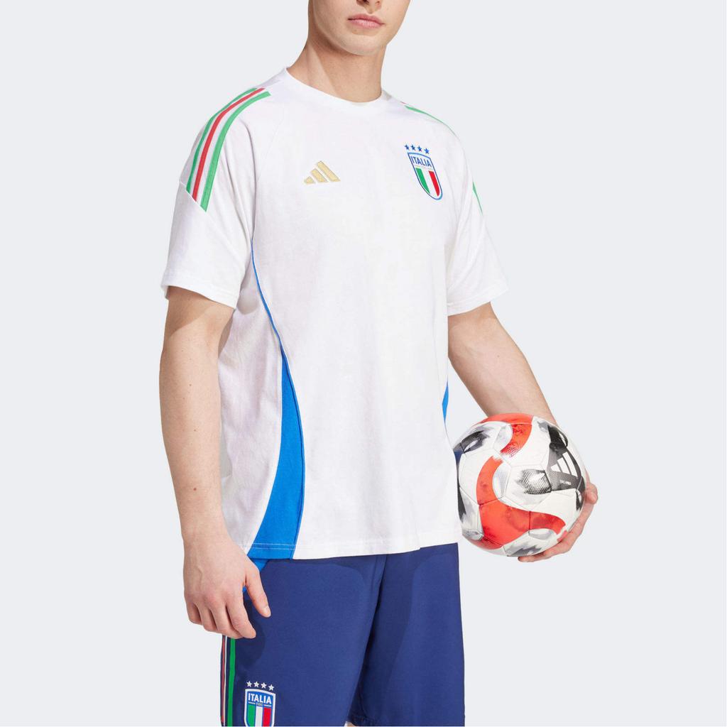 adidas Tiro 24 Италия Tiro 24 хлопковая повседневная спортивная футболка с круглым вырезом и коротким рукавом для мужчин, белые IQ2175