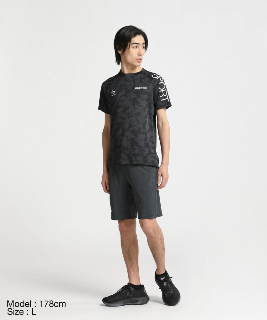 Move Sports Descente Футболка мужская с коротким рукавом для тренировок с защитой от УФ-лучей, размер M, защита, влагоотводящая, быстросохнущая, эластичная, футболка, DX-C2854AZ, черная,