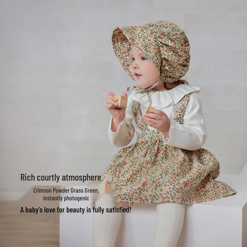 Детское платье-сарафан Babylove для девочек, французский стиль, 100% хлопок, с цветочным принтом