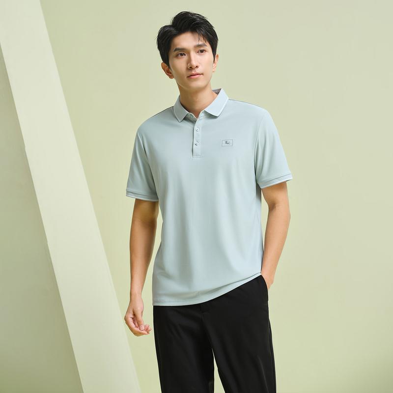Cool and easy to take care of POLO shirt for spring and summer new style, contrasting color collar, elastic short sleeved men