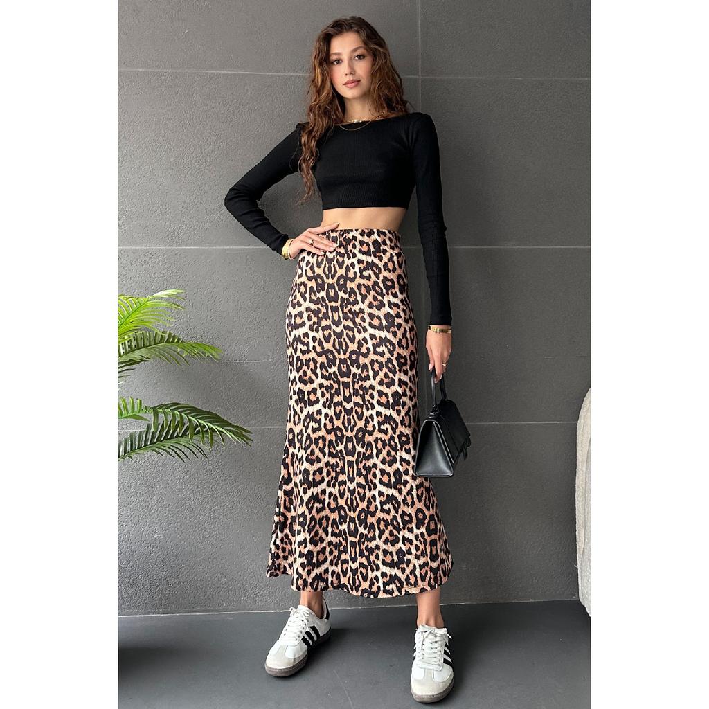 Leopard Print Midi Skirt