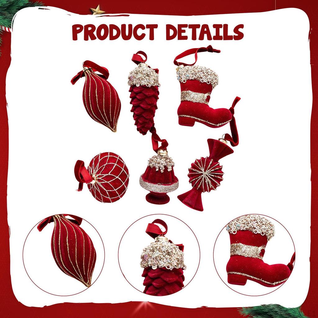 6 штук Рождественские подвесные украшения для украшения елки, поделки, подвески-украшения, елочные шары
