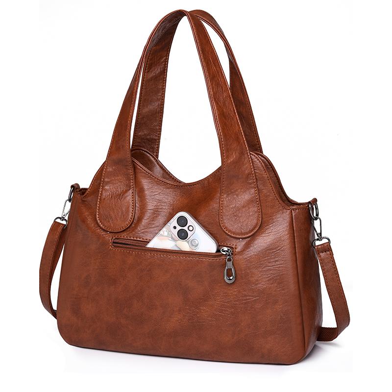 Women PU Leather Large Capacity Shoulder Bag Ladies Vintage Satchels Bags 2025 Summer Designer Handbag Tote Crossbody Bag