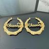 Lateefah Best-Selling Retro Exaggerated Love Stainless Steel Bamboo Earings for Women Creative Fashion Hoop Earrings