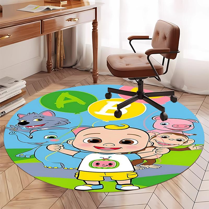 Cocomelon Printed Round Rug Carpet Chair Rug Area Rug Entryway Doormats,for Office Chair Living Room Bedroom Kitchen Room.