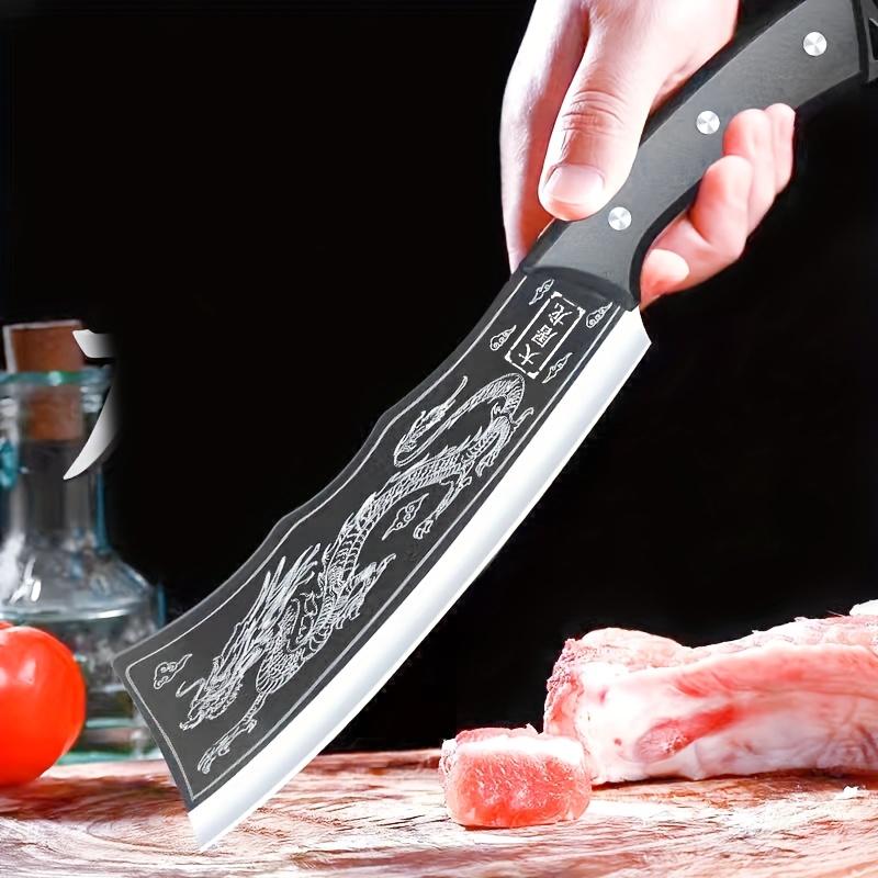 ZENG Нож-рубак с рисунком дракона Профессиональный нож мясника Точная нарезка говядины баранины Острый кухонный инструмент Эффективная нарезка