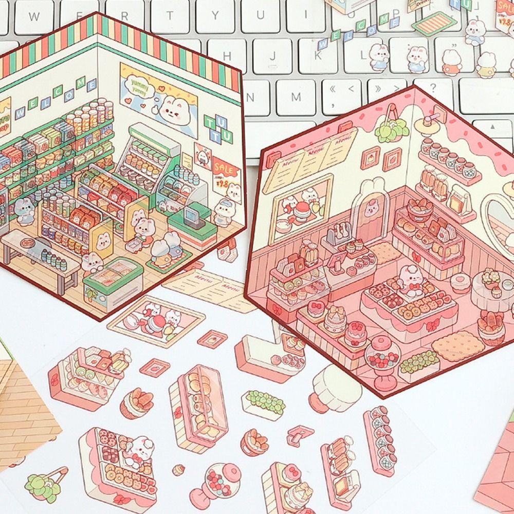 3D визуальная укладка наклеек DIY Пейзажная наклейка для блокнота Подарки Миниатюрная сцена 3D наклейки