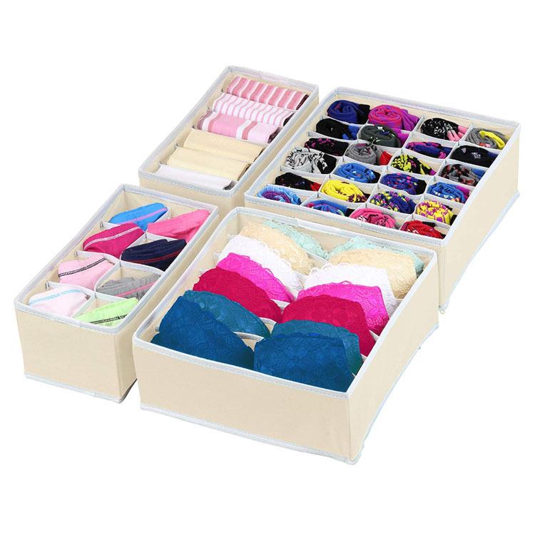 4Pcs Bra Organizer Box Set Underwear Houseware Drawer Divider Storage Drawer Grid Storage Box