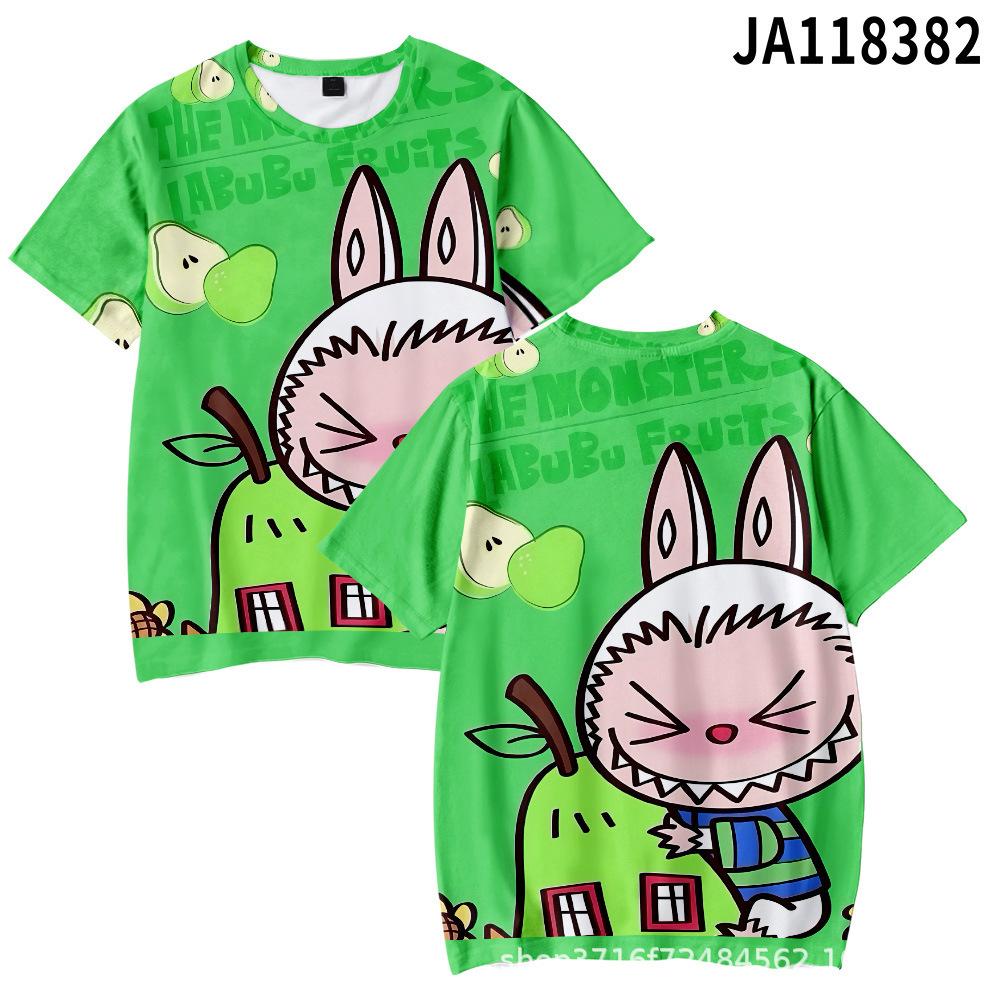 2025 Новая летняя модная свободная футболка Labubu для женщин, повседневная удобная футболка с коротким рукавом для детей, повседневная футболка с круглым вырезом