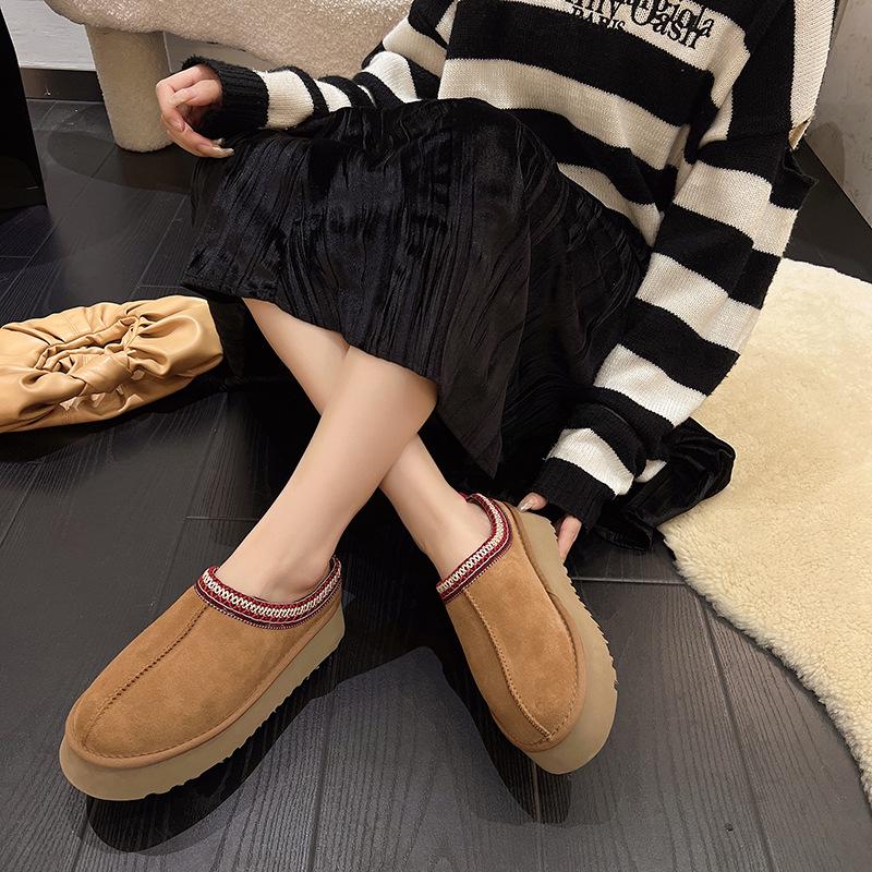 Warm and Stylish Wool Platform Loafers for Autumn and Winter Home Wear