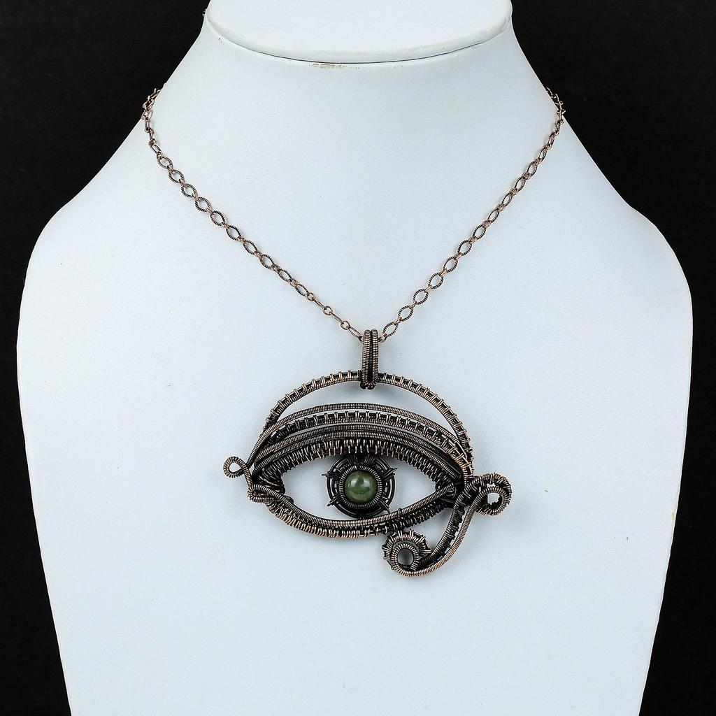 Подвеска из пренита, медная проволока, обернутая подвеска, ювелирные изделия из драгоценных камней, подвеска от сглаза, медные украшения, подвеска ручной работы, подарок для нее, дизайнерская подвеска