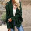 Женский кардиган, пальто без воротника, летучая мышь, длинный рукав, открытый спереди, вязаное пальто, эластичные манжеты, однотонный свободный крой, вязаный кардиган