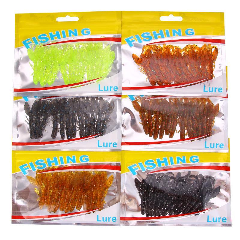 Упаковка из 12 мягких приманок Crystal Shrimp Lures для рыбалки