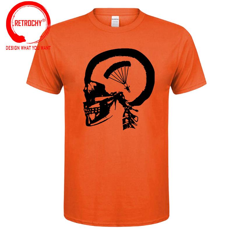 Unique Skull Design Skydiving In My Brain Tshirt Short Sleeved Cotton T Shirt Tops Tees O Neck Crazy Big Tall Plus Size 5XL 6XL
