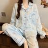 Air cotton sandwich pajamas women's autumn and winter long-sleeved cute dachshund dog polka dot warm loungewear set