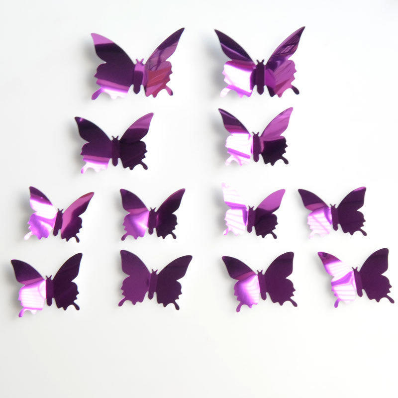 Stickers 12pcs/set Modern 3D Mirror Acrylic Butterfly Home Decoration DIY Art Wall Stickers