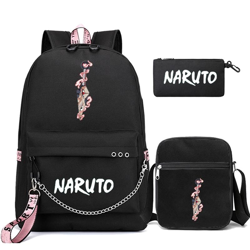 3 шт./компл. рюкзак аниме «Наруто» для мальчиков и девочек, школьная сумка, школьный рюкзак Kawaii, сумка для мужчин и женщин, дорожная сумка для отдыха