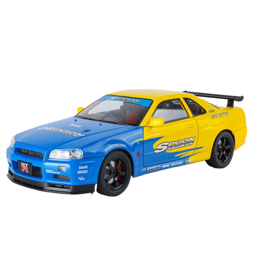 1/18 Nissan Skyline Ares GTR GT-R R34 Сплав Трассовый Спортивный Автомобиль Модель Литьевой Металл Гоночный Автомобиль Модель Транспортного Средства Звук и Свет Детская Игрушка Подарок