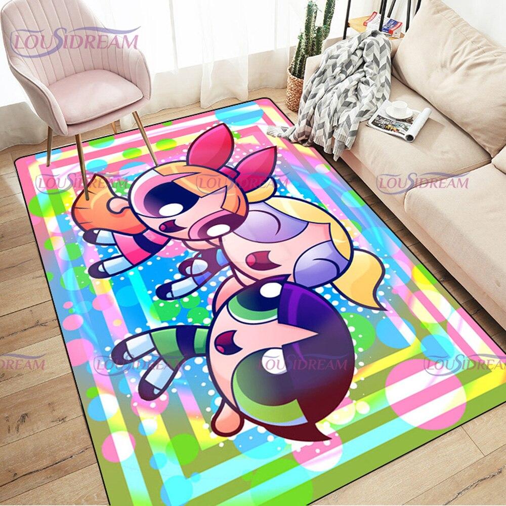 Ковер с героями мультфильмов «Крутые девчонки» с принтом для гостиной, спальни, декор, ковер для ванной комнаты, нескользящий ковер, напольный коврик, коврик в прихожей
