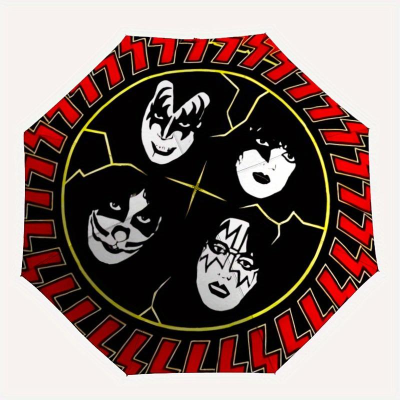 Автоматически складывающийся ветрозащитный зонт KISS Faces с прочным железным каркасом, портативный компактный дорожный зонт для всесезонного использования, вечеринки008
