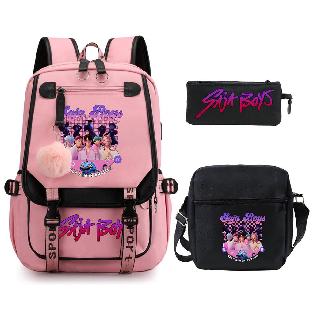 K-Pop Anime Cartoon Portable Shoulder Backpack Student Leisure School Bag Three-Piece Set