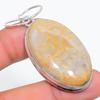 Natural Fossil Coral Gemstone Handmade 925 Sterling Silver Pendant 2.17" P6F41