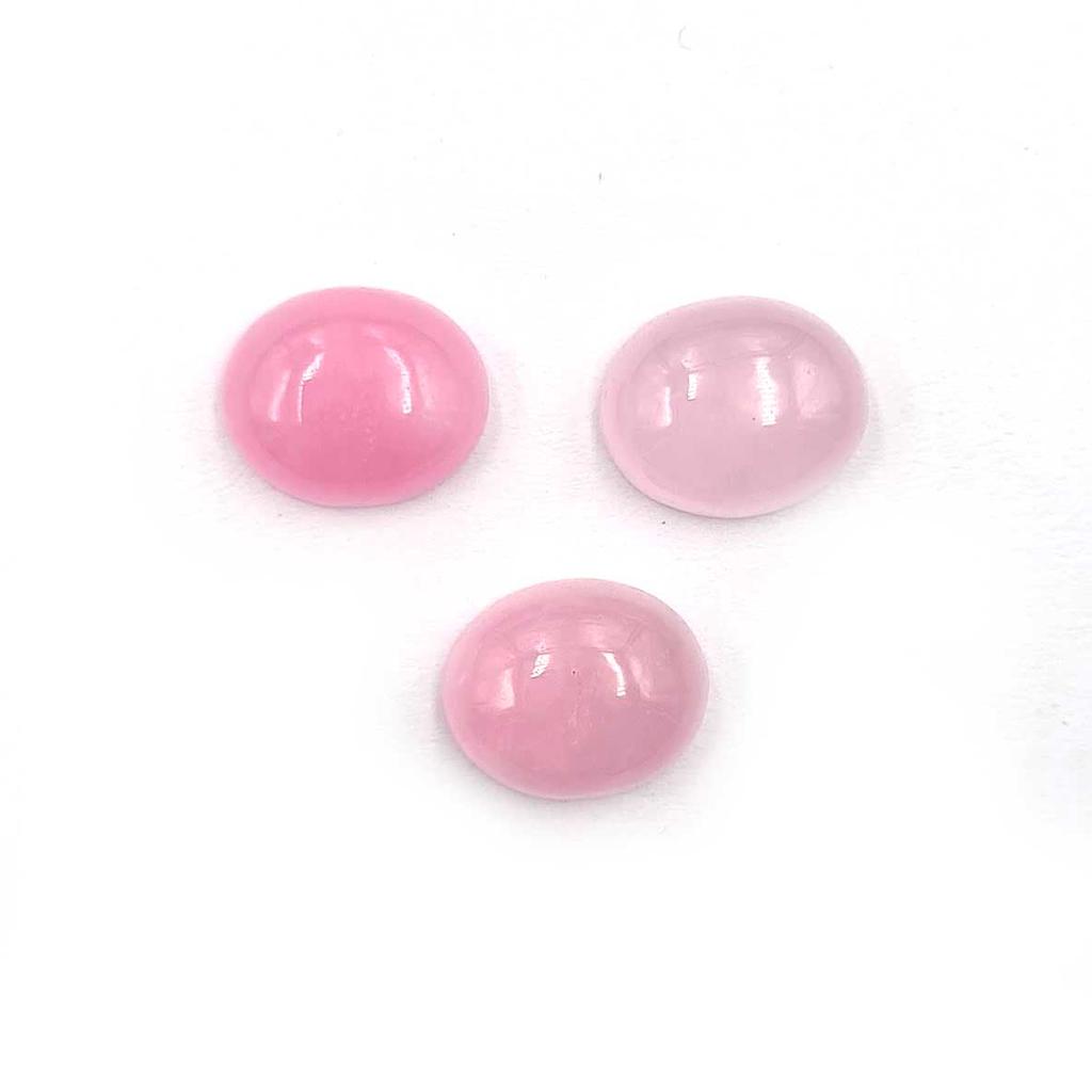 Dyed PInk Jade Oval Cabochon Loose Gemstone Lot 4 Pcs 10*12 MM 24 CT For Jewelry Making