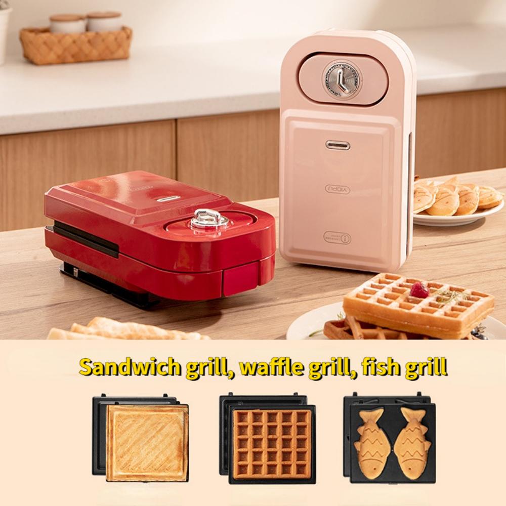 Машина для завтрака, Хлебопечка, Съемная бытовая сэндвич-машина, Легкая еда, Маленький тостер с прессой, Вафельница