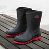 Fashion men's waterproof shoes rain shoes adult outdoor casual non-slip rain boots medium tube warm work shoes rubber shoes