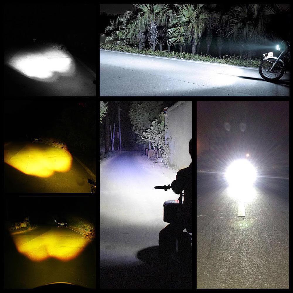 Led Motorcycle Light High Low Beam Owl Design Strobe Spotlights Accessories Scooter Dual Color Running Lamp Fog Light Headlight