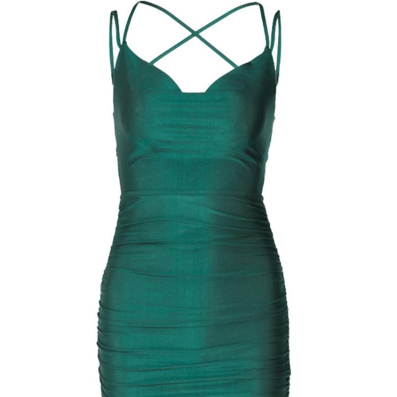 Y2k Women's Strap Mini Dress Solid Color Pleated Sexy Lace Up Open Back Street Dress Summer Dress