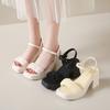 With Skirt Waterproof Table Thick Heel Sandals Women's Summer 2025 New Fairy Wind Thick-soled Mesh One-word Belt Roman Shoes