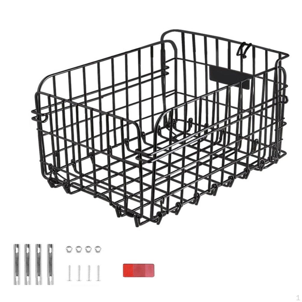 Mountain Bike Rear Basket Reflective Foldable RustResistant for School, Shopping,
