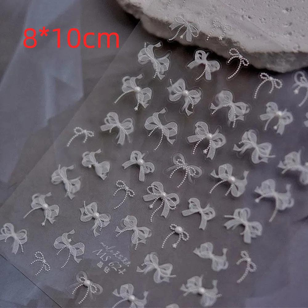 Лента Бант Бантик Наклейки для ногтей Тисненый дизайн Кружево Украшение для ногтей Маникюрный аксессуар