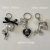 Ins Style Metal Love Key Chain Bowknot Phone Pendant Headphone Case Charms Bag Decor Car Key Ring