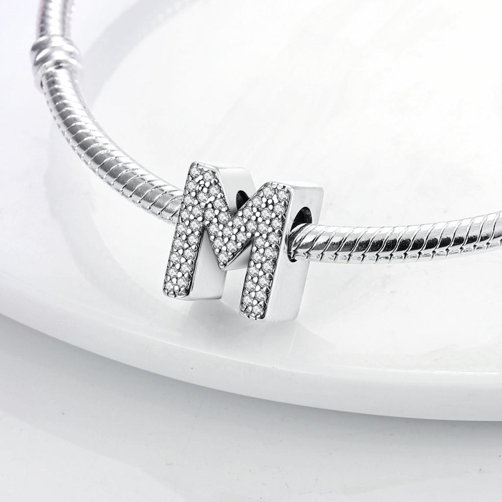 Charms Copper 26 Full Of Zircon Alphabet Letters Charms Bead Fit Original Bracelets Fine Diy Birthday Jewelry Gift