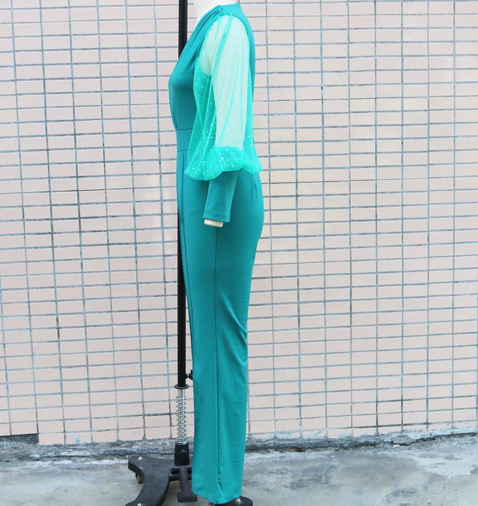 Женский комбинезон с длинными рукавами, облегающий, с широкими штанинами, в европейском и американском стиле, с сетчатыми вставками, осень-зима 2022